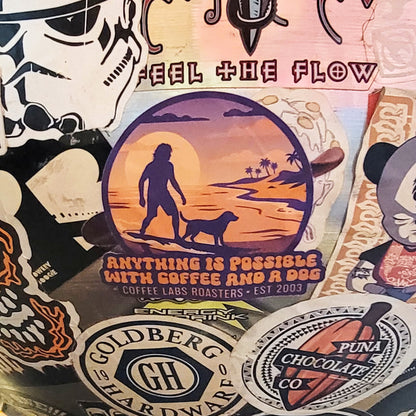 Anything is Possible With Coffee and a Dog Sticker